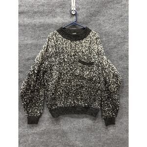 VINTAGE Le Tigre Sweater Mens Medium Black White Marled Crewneck Made in USA 80s